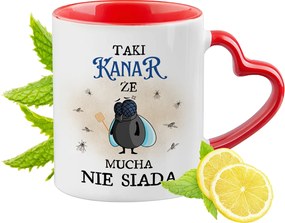 Kanári Bögre Piros Szív Alakú Füllel Ajándék