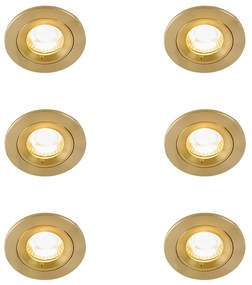 6 darabos modern, süllyesztett, arany színű, kerek, IP44-es spotlámpa szett - Xena