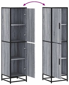 Highboard szürke sonoma 35,5x35x139 cm gépelt fa és fém