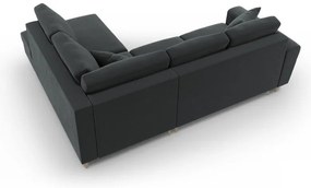 Sötétszürke bársony kinyitható tárolóhelyes sarokkanapé (jobb oldali-L alakú) Kyoto – Cosmopolitan Design