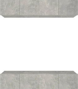vidaXL 4 db betonszürke szerelt fa fali TV-szekrény 80 x 30 x 30 cm