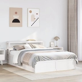 fehér tömör fenyőfa ágykeret fejtámlával 135 x 190 cm