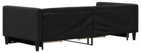 fekete kihúzható szövet heverő fiókokkal 90 x 200 cm