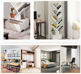 10 szintes könyvespolc fehér