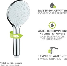 Fényes ezüstszínű műanyag zuhanyfej ø 12 cm Water Saving – Wenko