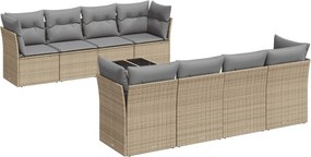vidaXL 9 részes bézs polyrattan kerti ülőgarnitúra párnákkal