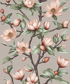 Narancssárga Virágos Tapéta Az Ágon Virágzó Bézs Háttér Szövet Tapéta