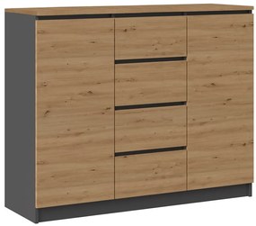 2D4S komód, antracit-tölgy (tölgy komódtetővel)