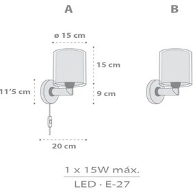 Dalber 41769E - KAWAII FRIENDS gyerek fali lámpa 1xE27/15W/230V, szürke