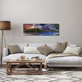 A tó és a hegyek képe (órával) (90x30 cm)