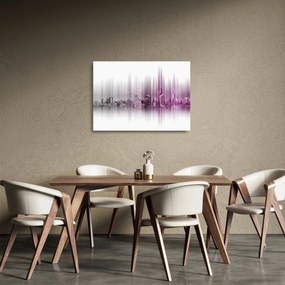 Kép - Panoráma a városra, rózsaszín-szürke (üvegen) (70x50 cm)