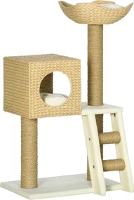 PawHut 100,5 cm-es Kaparófával ellátott Macskafa Macskabújóval, Ággyal, Lépcsővel, Sisal Kaparóoszlopokkal, Párnákkal, 4,5 kg-ig terjedő macskák számá