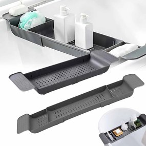 Fürdőszobai Kádtartó Polc, Állítható, Fekete