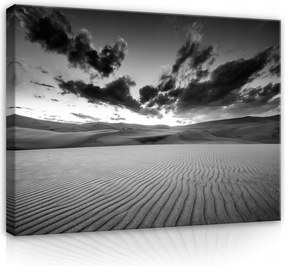 Vászonkép 100x75 Sivatag homok ég felhők monokróm természet