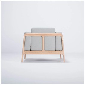 Fawn tölgyfa fotel kékesszürke szövet ülőrésszel - Gazzda