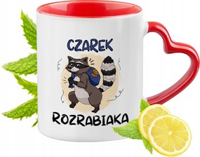 Piros bögre szív alakú füllel ajándékba