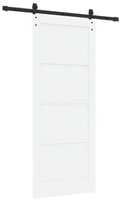 Csúszóajtó Fehér és fekete 83 x 202 cm Tömör fenyő és acél