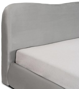 Szürke Bársony Kárpitozott Ágy, Ágyneműtartóval. 140x200 BRISTOL