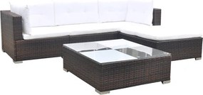 vidaXL 5 részes barna polyrattan kerti ülőgarnitúra párnákkal