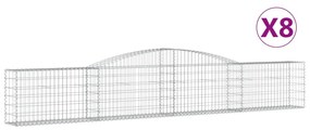 8 db íves horganyzott vas gabion kosár 400x30x60/80 cm