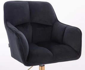 HR550K Fekete modern velúr szék arany lábbal