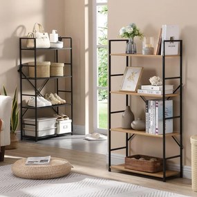 Intenso Home 4 szintes nyitott könyvespolc 59 x 112cm (Aranytölgy) | Univerzális tároló állvány fém lábakkal