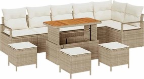 vidaXL Kerti Kanapé Szett párnával tárolóval 10 pcs Beige és krém