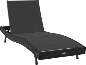 vidaXL Napozó Fekete 197 x 70 x 82 cm polirattan
