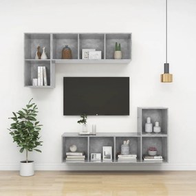 betonszürke szerelt fa falra szerelhető TV-szekrény 37x37x72 cm