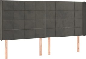 vidaXL sötétszürke bársony fejtámla szárnyakkal 203x16x118/128 cm