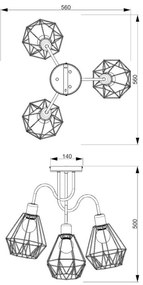 Felületre szerelhető csillár BERGEN 3xE27/60W/230V