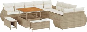 vidaXL Kerti Kanapé Szett 13 pcs Bézs polirattan