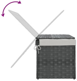 szürke polyrattan szennyeskosár fedéllel 55,5 x 35 x 34 cm