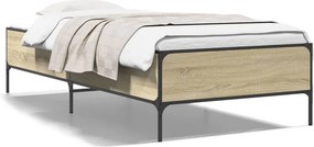 vidaXL sonoma tölgyszínű szerelt fa és fém ágykeret 75 x 190 cm
