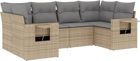 vidaXL 6 részes bézs polyrattan kerti ülőgarnitúra párnával