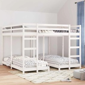 vidaXL Háromszintes emeletes ágykeret Fehér 200 x 200 cm Tömör fenyőfa