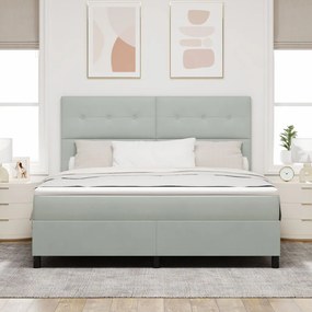 Boxspring Ágy Matracot tartalmazó Világosszürke Szuper King Bársonyos