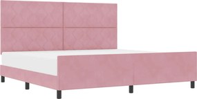 vidaXL Boxrugós ágy fejtámlával Rózsaszín 200 x 200 cm Bársony