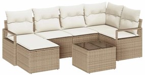 vidaXL Kanapé Szett 7 pcs Bézs polirattan