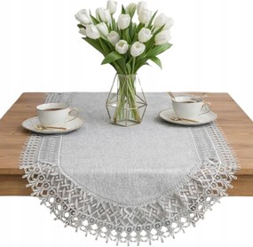 Ovális asztali futó sima Szürke, gipiur Csipke 60x120 cm Ovális