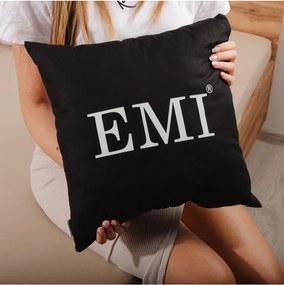 EMI fekete párna nyomtatott mintával 40x40 cm