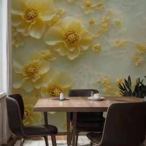 Fotótapéta - Lágy 3D sárga virágok (147x102 cm)
