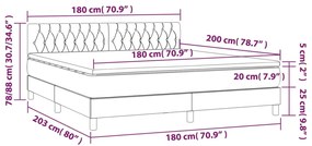 krémszínű szövet rugós és LED-es ágy matraccal 180 x 200 cm