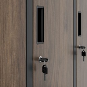 Fém öltözőszekrény 6 rekeszes IGOR, 900 x 1850 x 450 mm, Eco Design: antracit/ dió