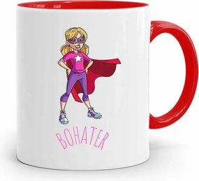 Piros Bögre Gyerekeknek Kis Hős +név nyomott mintával