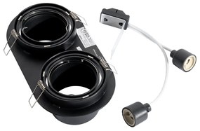 6 darabos süllyesztett spotlámpa készlet fekete GU10 70mm dönthető 2-lámpás - Installa