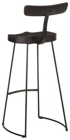 2 db fekete tömör mangófa bárszékek 49x43x103 cm