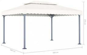 krémszínű alumíniumpavilon LED fényfüzérrel 400 x 300 cm