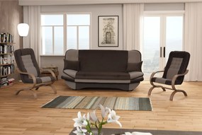 Fotel, szürkésbarna Taupe/barna/tölgy, GURU