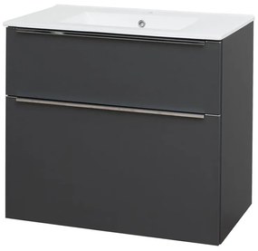 Mereo Mereo, Mailo, fürdőszoba szekrény kerámia mosdóval 81 cm, antracit, MER-CN531